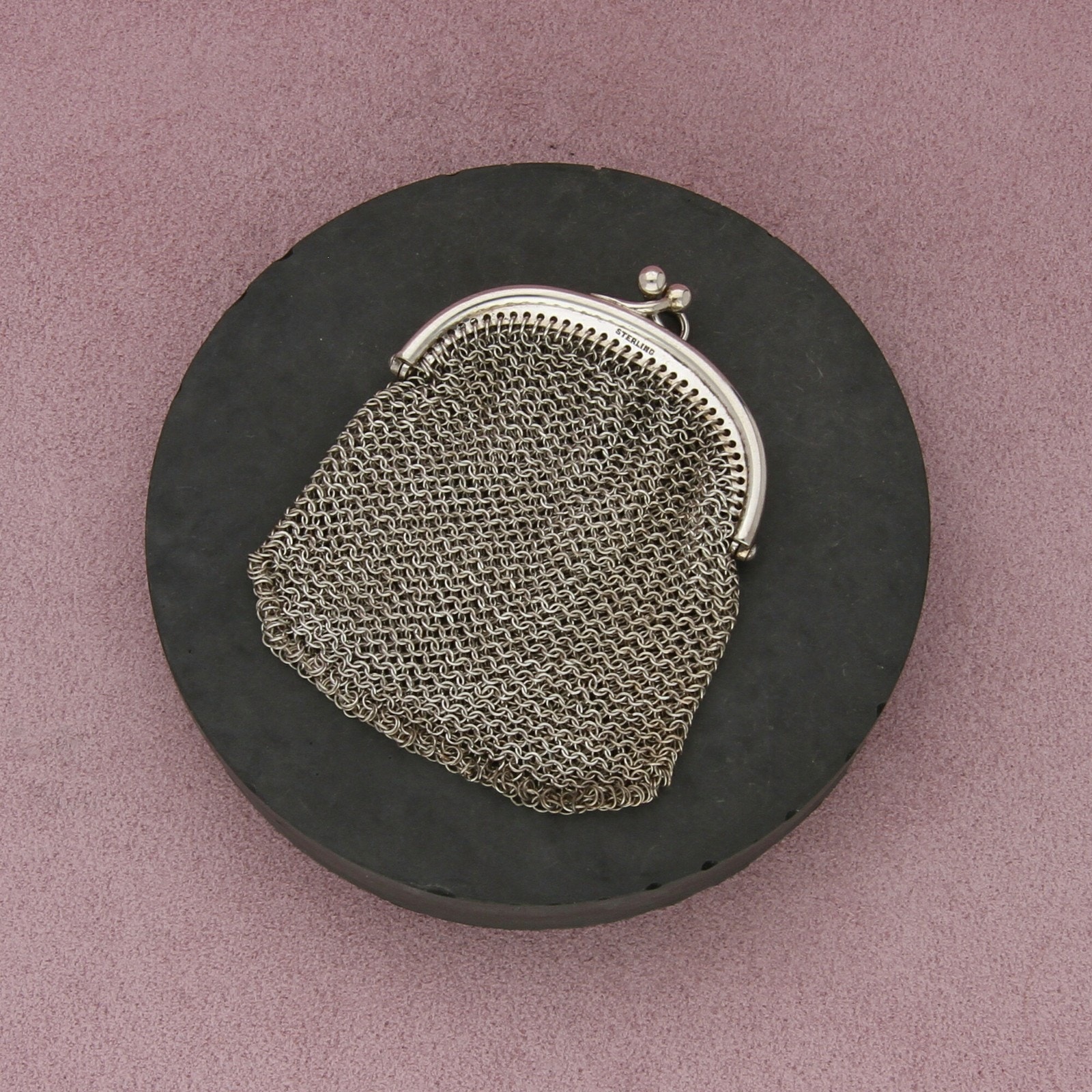 Sterling Silver Vintage Mesh Chainmailcoin Purse Pendant